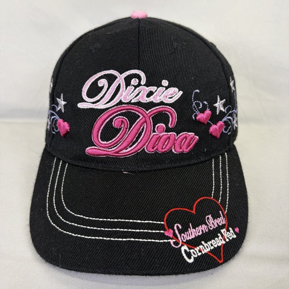 Scott Sales Dixie Diva Hat Women OSFM Black Pink Southern Bred Baseball Cap